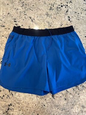 Under Armour Light Blue Workout Shorts with Black Waistband